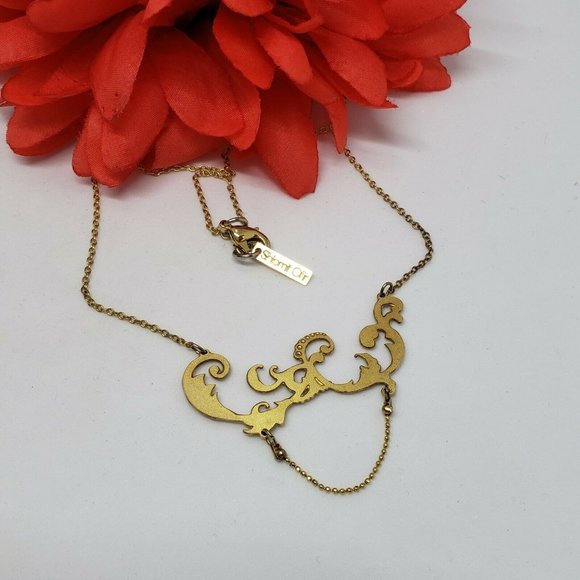 SALE! SHLOMIT OFIR Pendant Chain Necklace Gold Tone Layering Choker - Picture 4 of 12